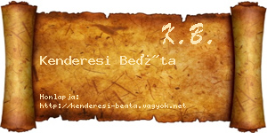 Kenderesi Beáta névjegykártya
